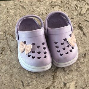 Kids Purple Clogs with Bow Accents